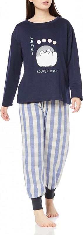 [Pegasus Japan (Hyuma Nihon)] Pajama Set Hyuma Nihon [Couple Wear ~ Printed Pajamas] KP42568 (*Blue) Ladies Navy Blue ML