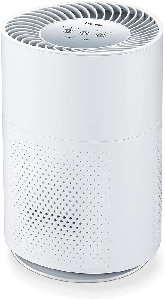 Beurer Air Purifier LR220UK with HEPA H13 filter captures 99.95% of harmful particles for cleaner air in your home, 2 power settings and turbo mode, room size 13-37 sqm